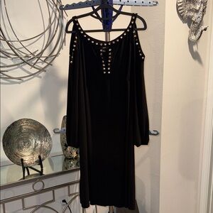 Soho Apparel Black Dress with Gold Studs
